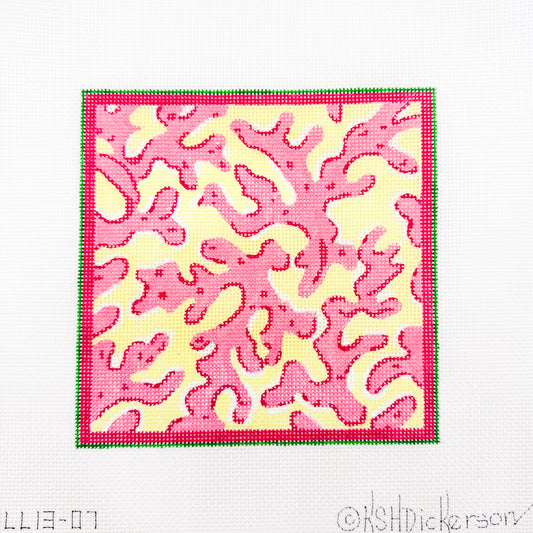 Pink Coral on Yellow Square
