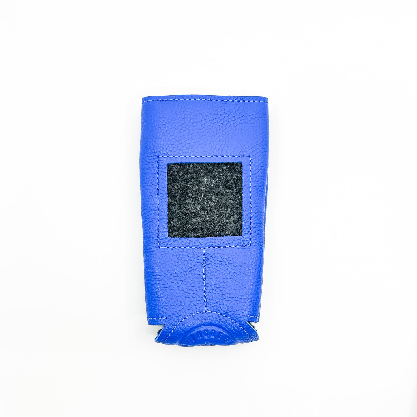 Bright Blue Leather Can Cozy - Slim Size