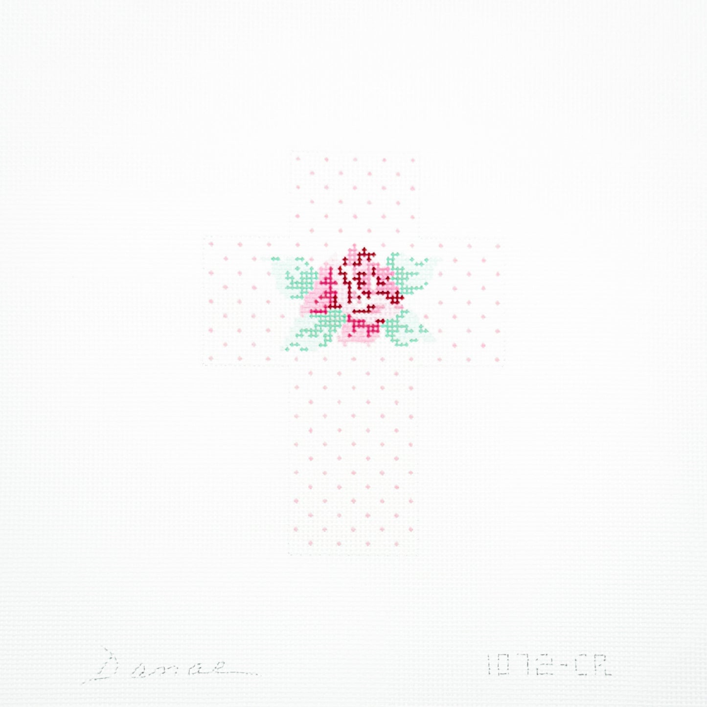 Pink Rose with Dots Cross
