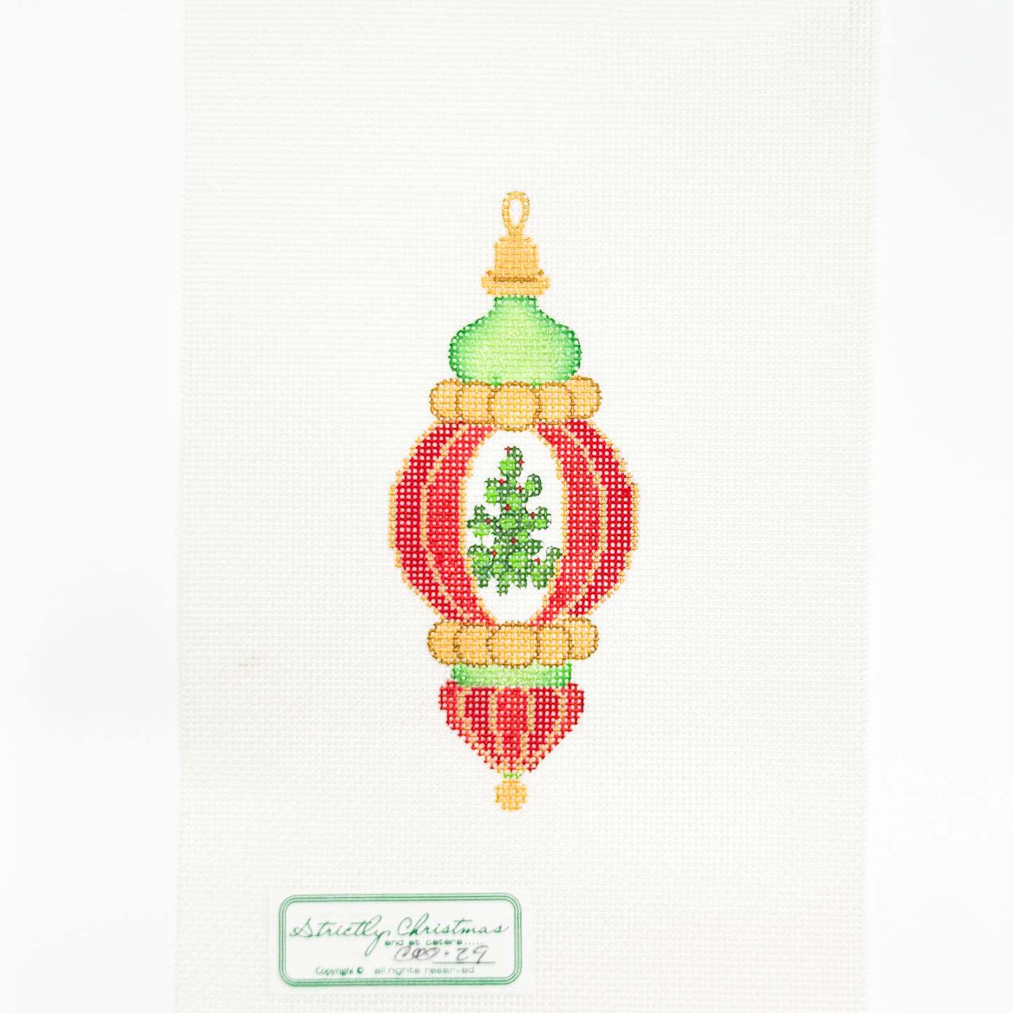 Red Bubble Ornament with Christmas Tree