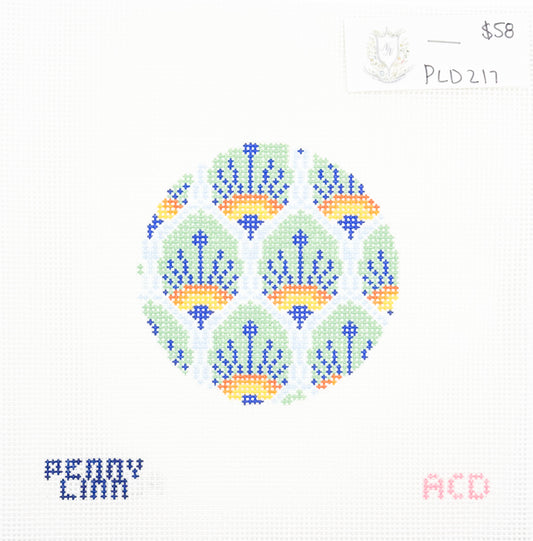 Peacock Feathers Circle Blue