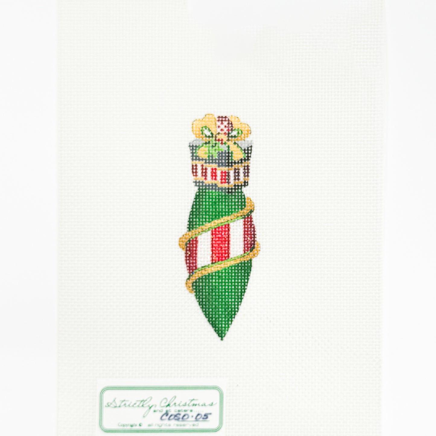 Green Drop Ornament with Present