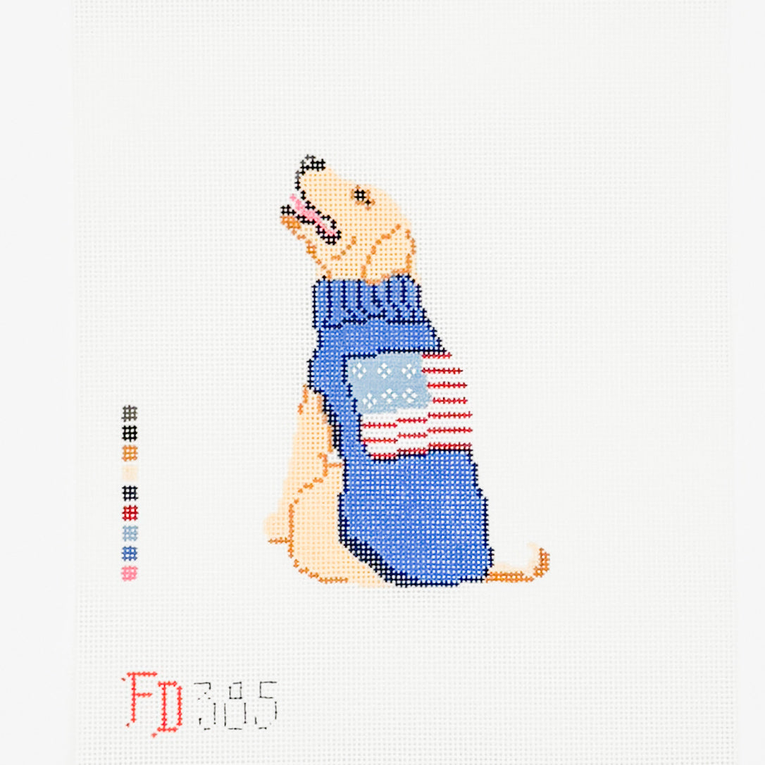 Yellow Lab with American Flag Sweater