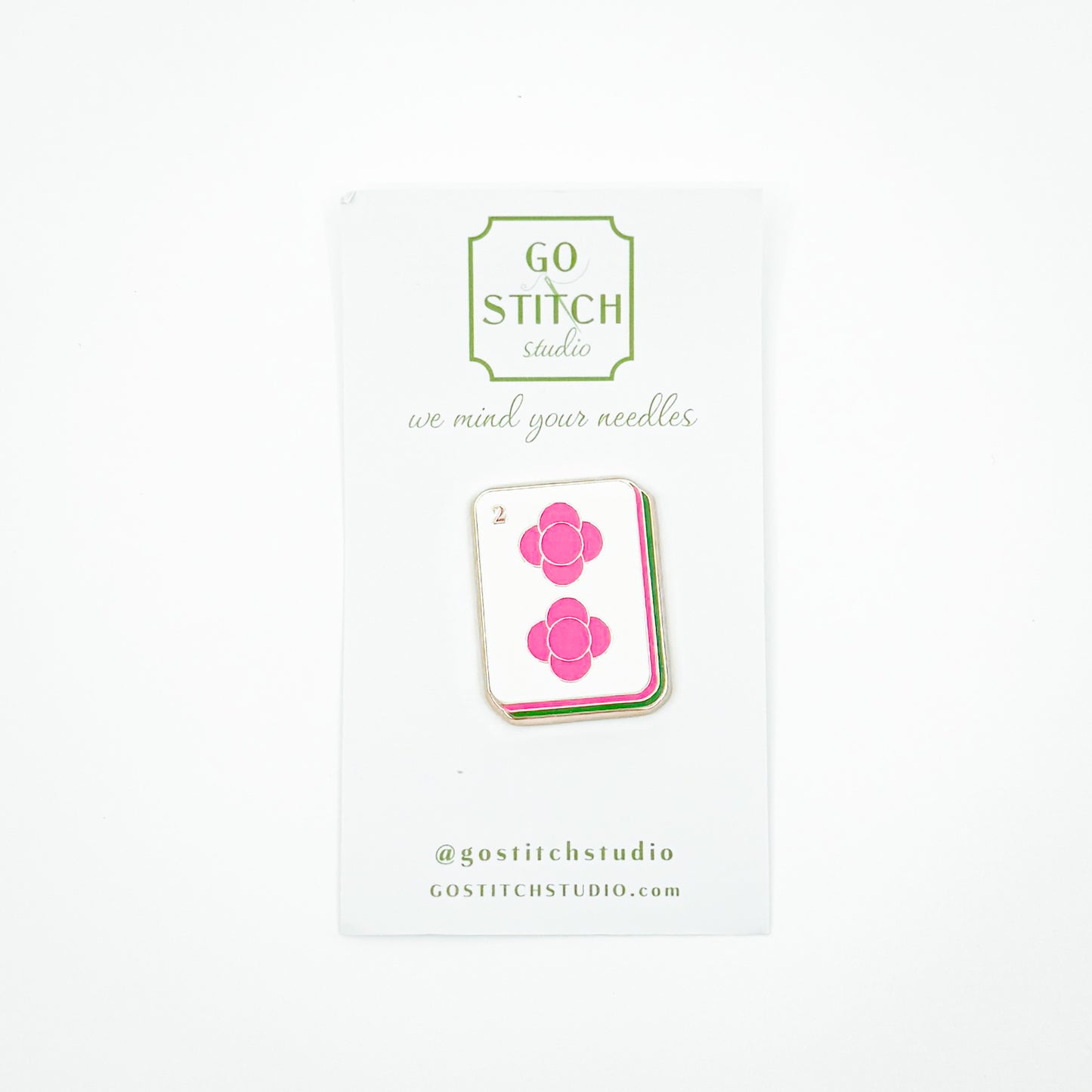 Hot Pink Dot Mahjong Tile Needle Minder