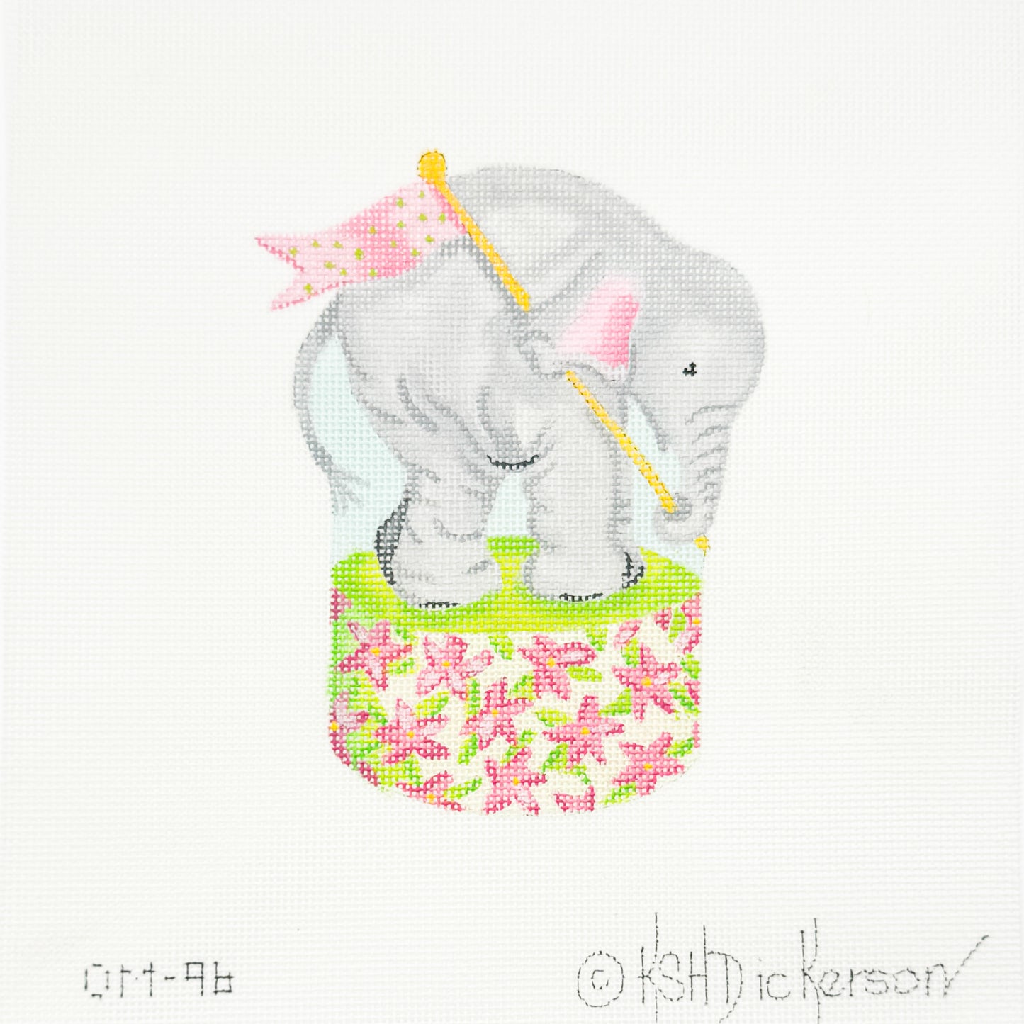 Elephant with Pink Flag