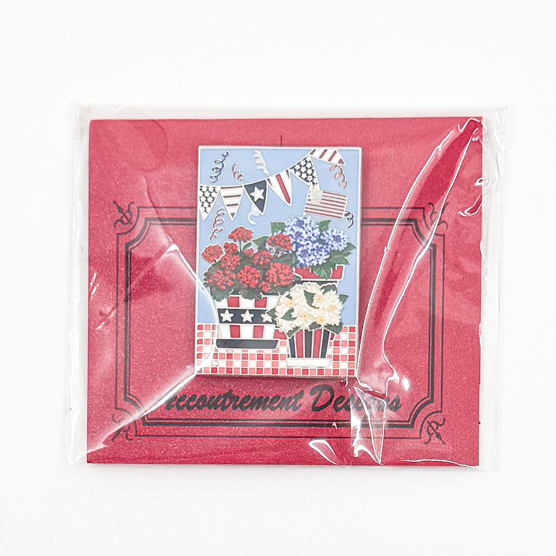 Red White Blue Flowers Needle Minder - TRUNK SHOW
