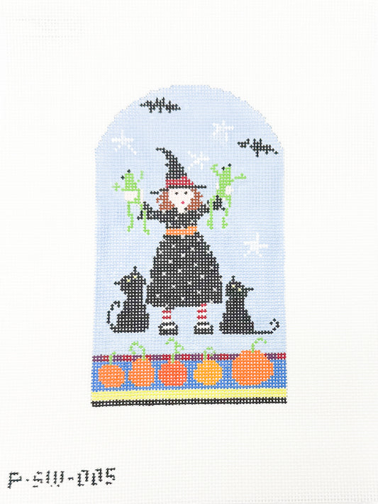 Witch with Frogs and Black Cats Domed Stand Up
