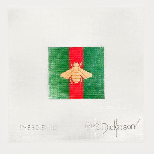 Gold Bee with Red and Green Background