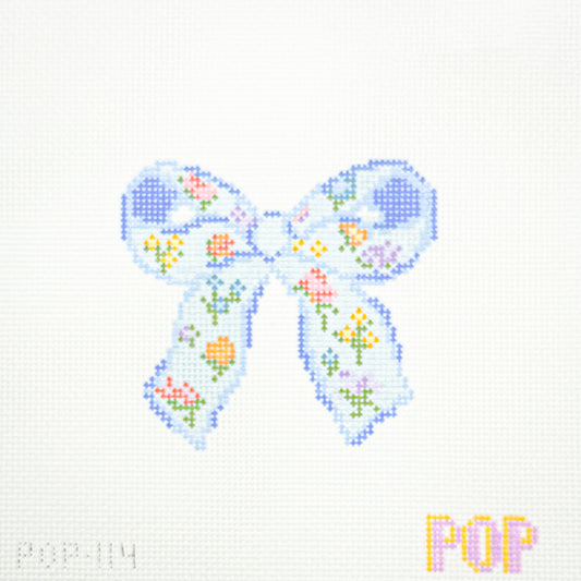 Floral Print Bow - Blue