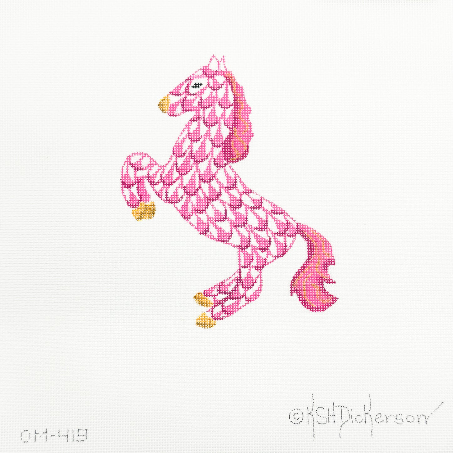 Fishnet Mini Rearing Horse in Pink