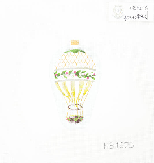 Green Stripe with Holly Hot Air Balloon Ornament