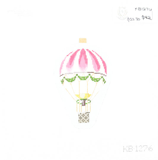Pink Stripe Hot Air Balloon Ornament