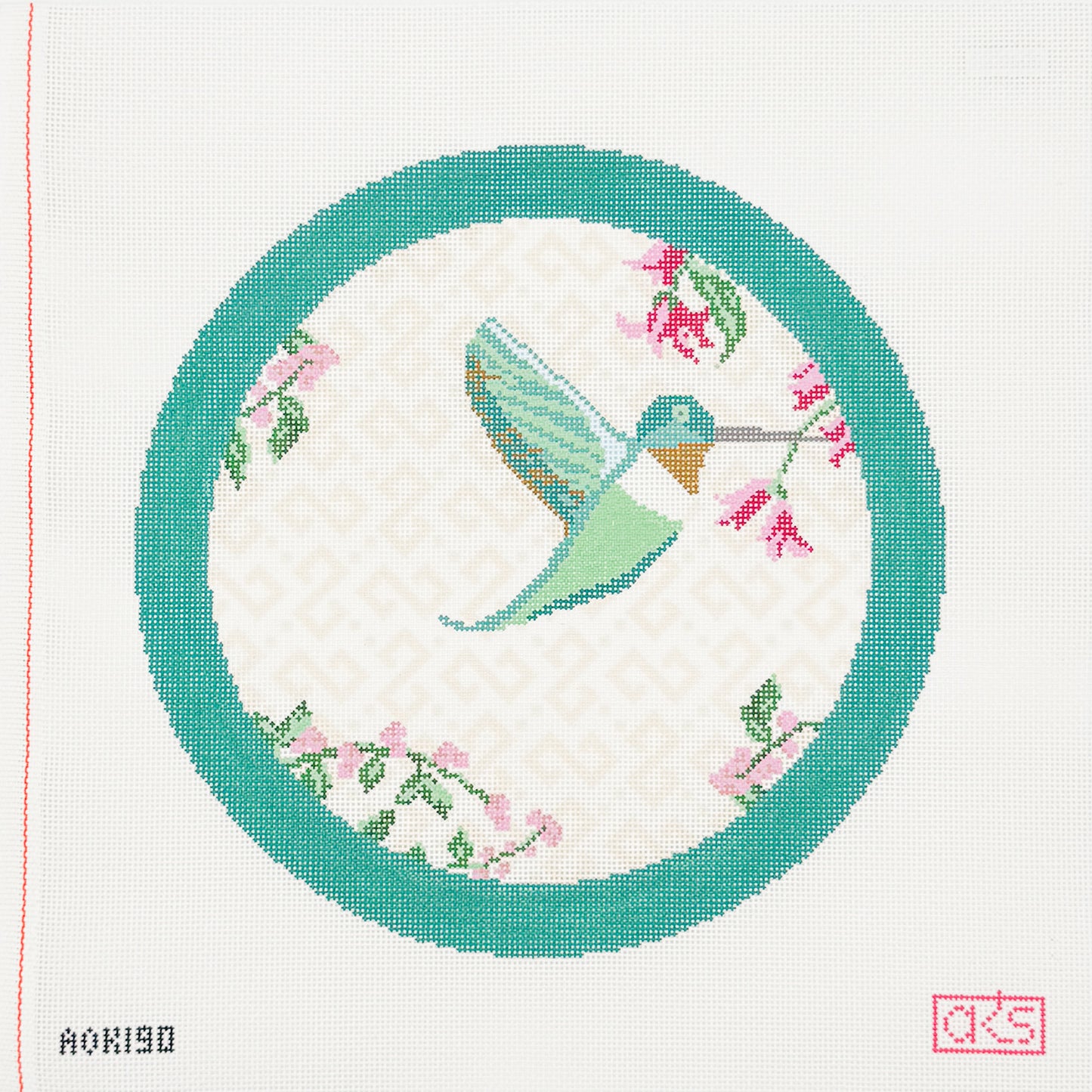 Teal Green Hummingbird Round Pillow