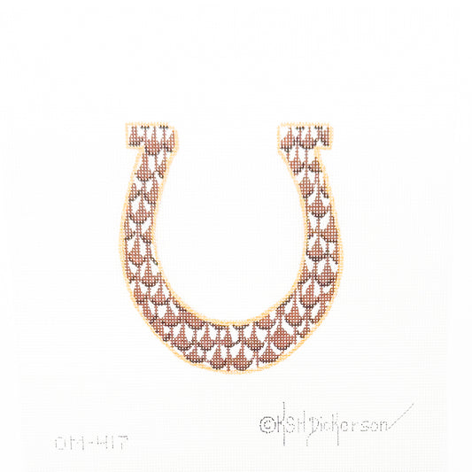 Mini Fishnet Horseshoe in Brown + Gold