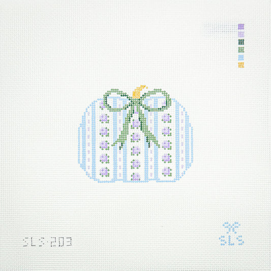 Blue and Purple Floral Pumpkin