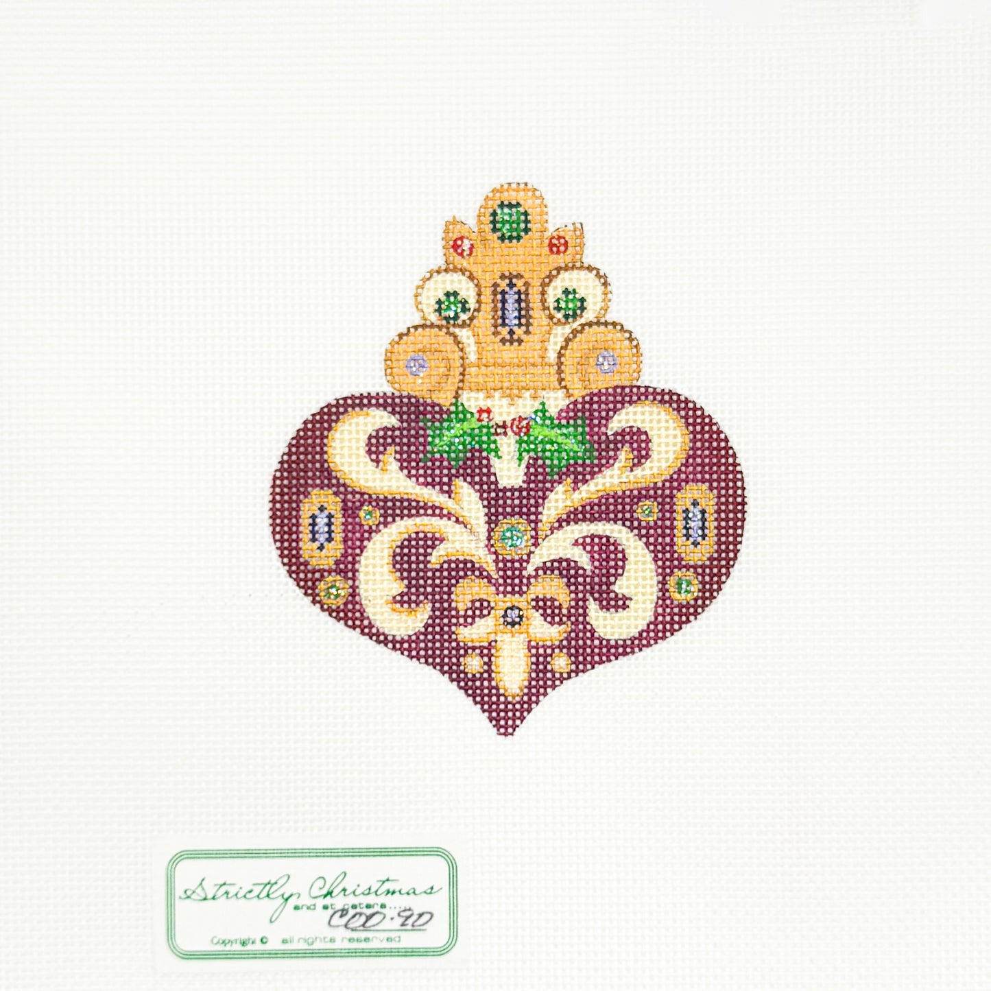 Burgundy Jeweled Bauble Ornament