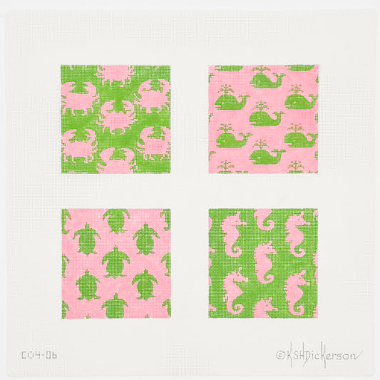 Coastal Pink and Green Coaster Set