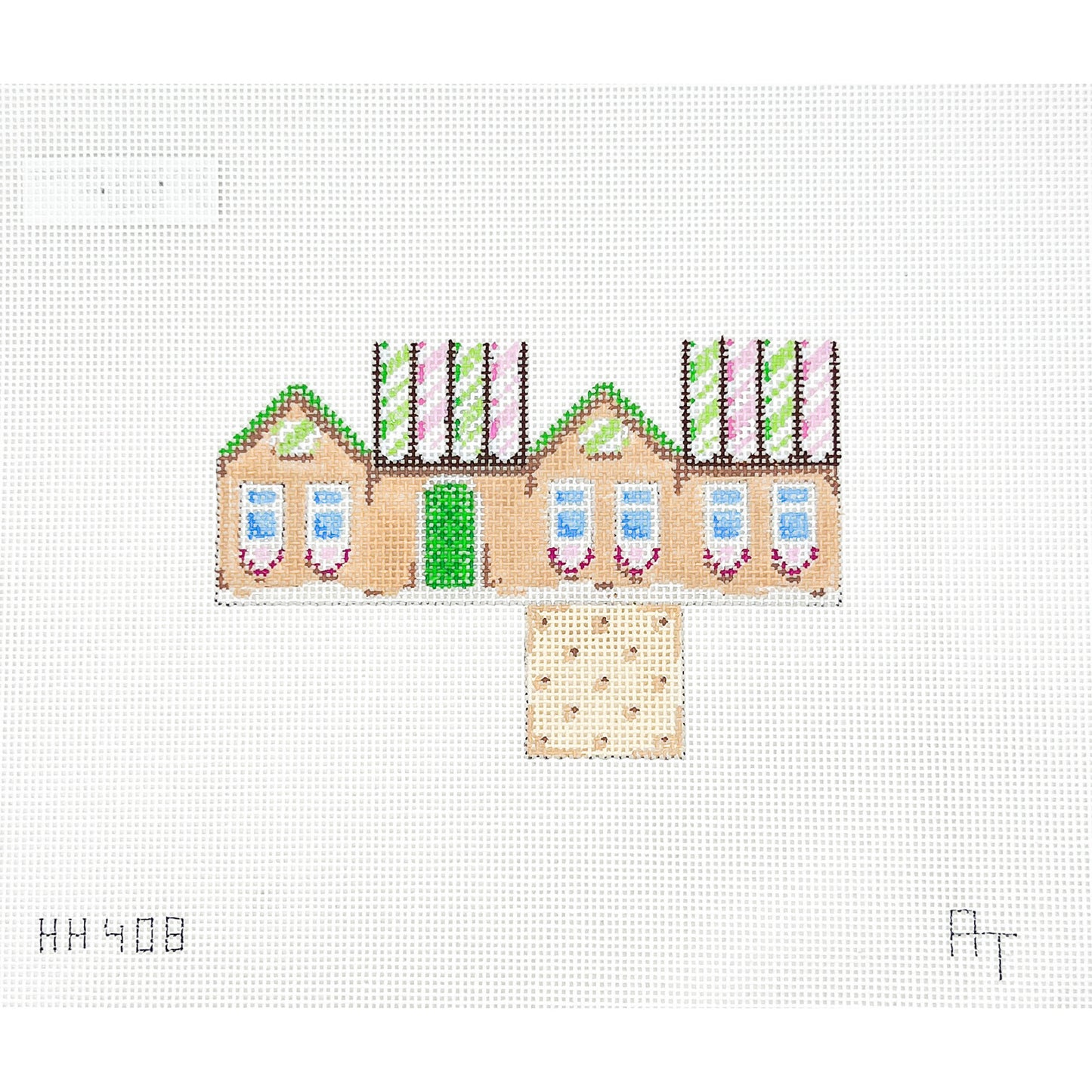 Pink + Green Candy Cane 3D Mini Cottage