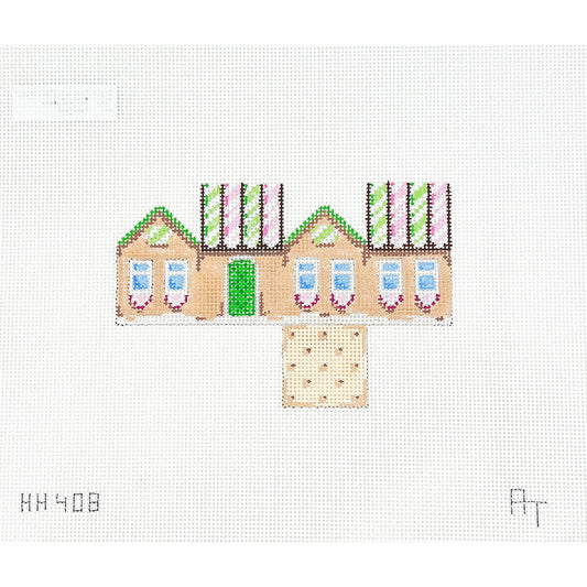 Pink + Green Candy Cane 3D Mini Cottage