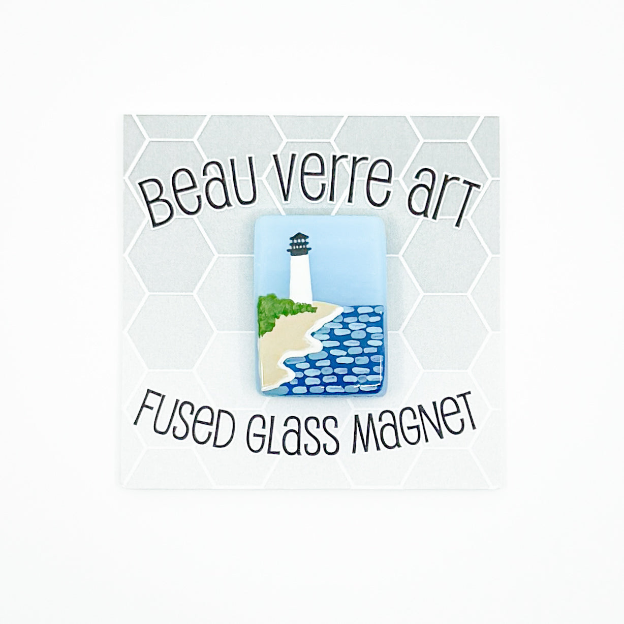 Lighthouse by the Ocean Fused Glass Needle Minder