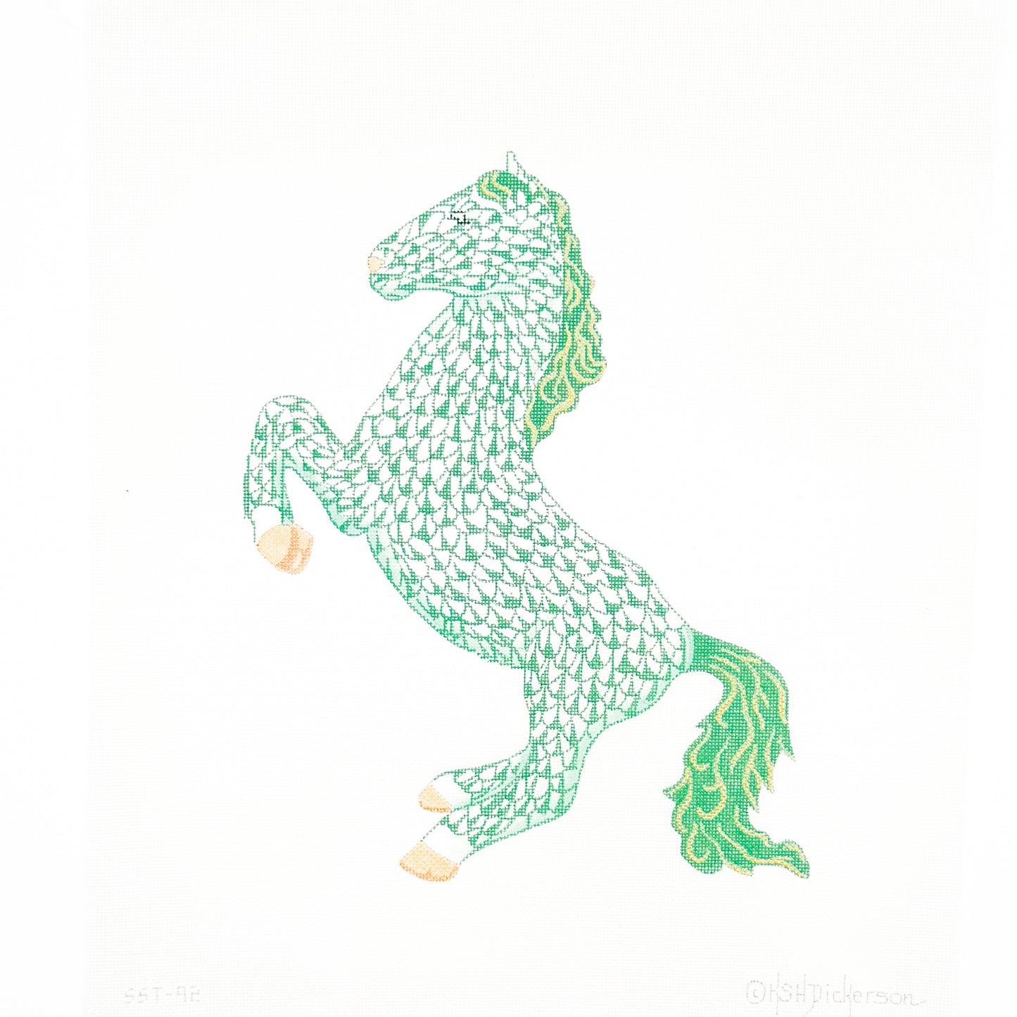 Emerald Green Fishnet Rearing Horse
