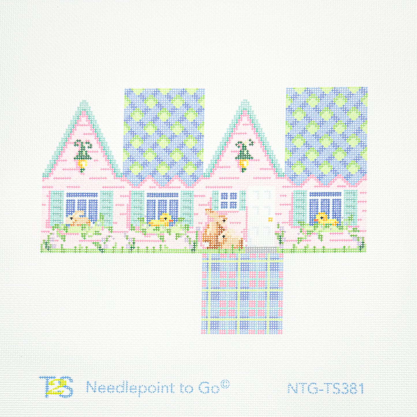 Blue Lattice Roof 3D Easter Cottage