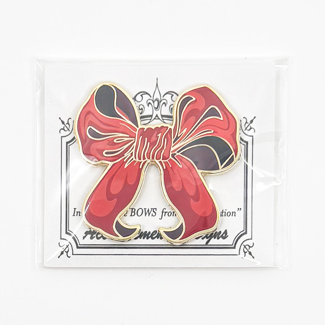 Red Enamel Bow Needle Minder