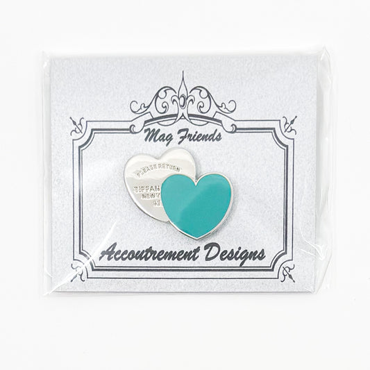 Silver Double Hearts Tiffany Blue Needle Minder