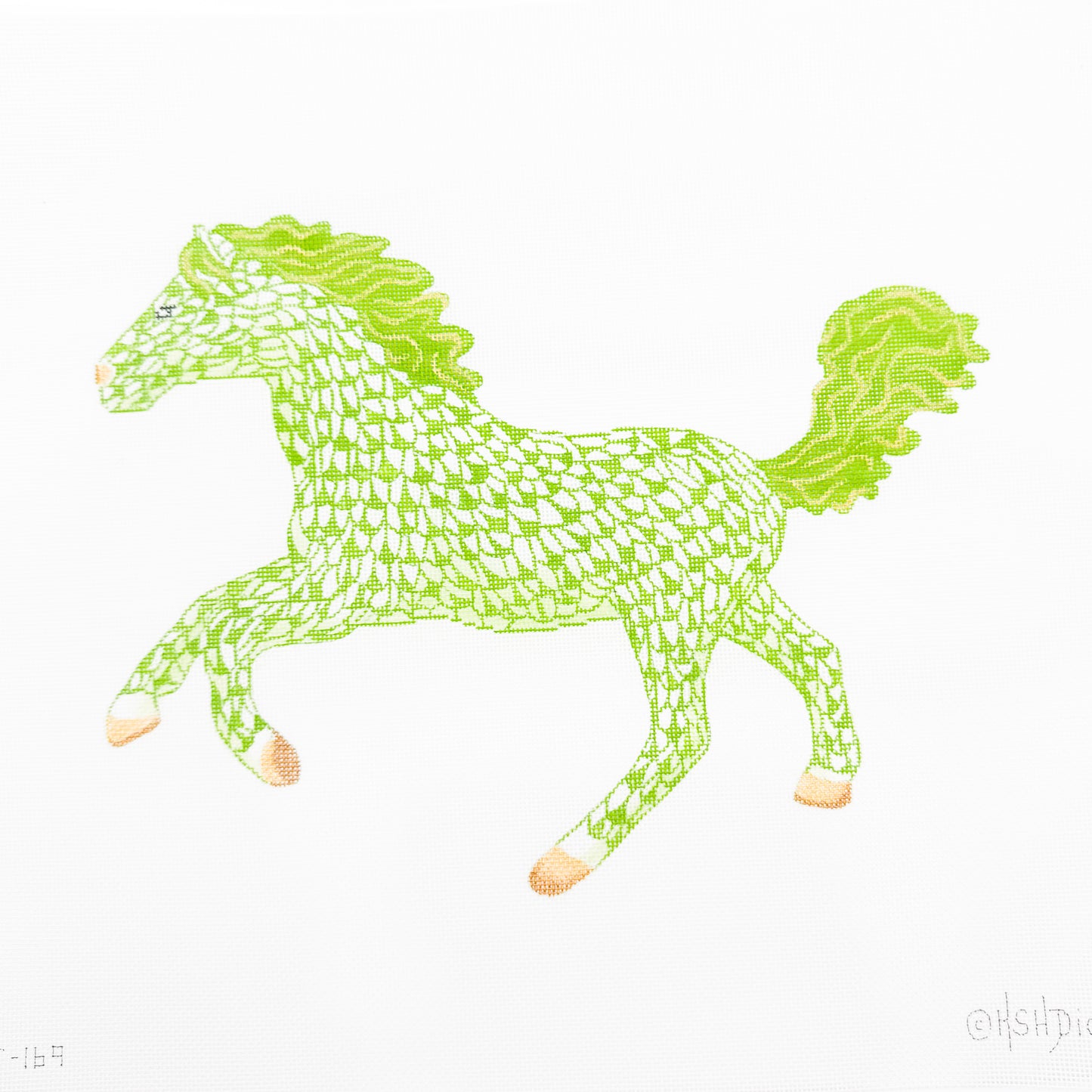 Lime Green Fishnet Galloping Horse