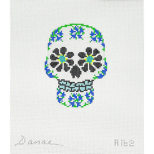 Blue Floral Sugar Skull
