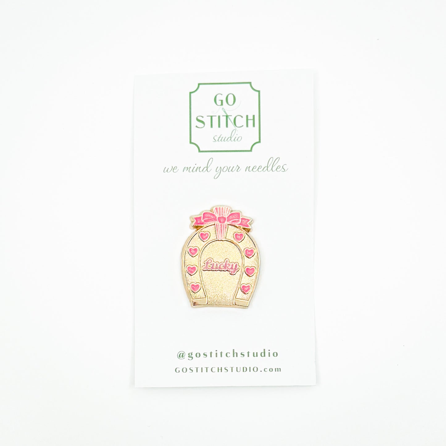 Lucky Heart Horseshoe in Pink Needle Minder