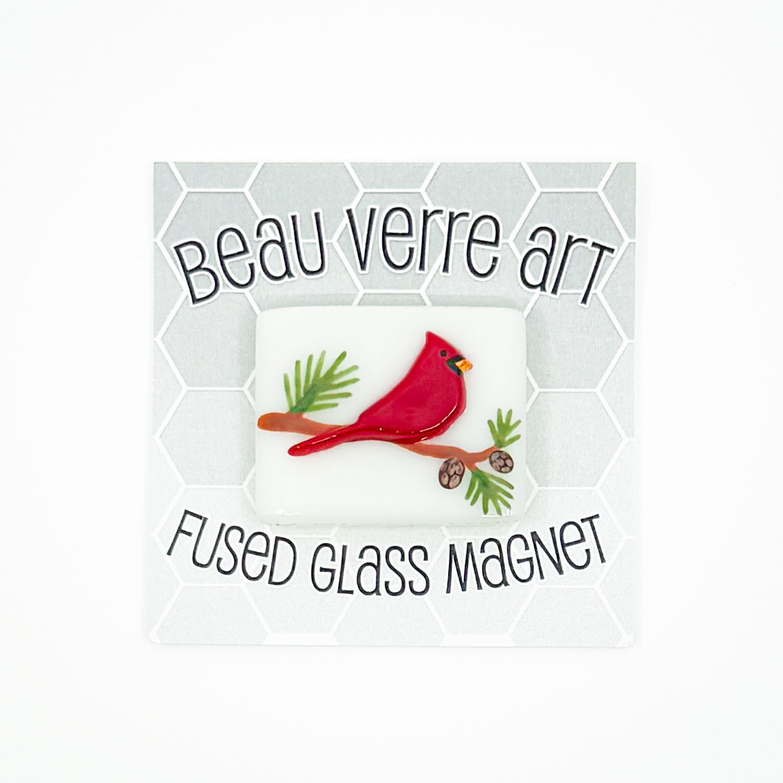Cardinal Fused Glass Needle Minder