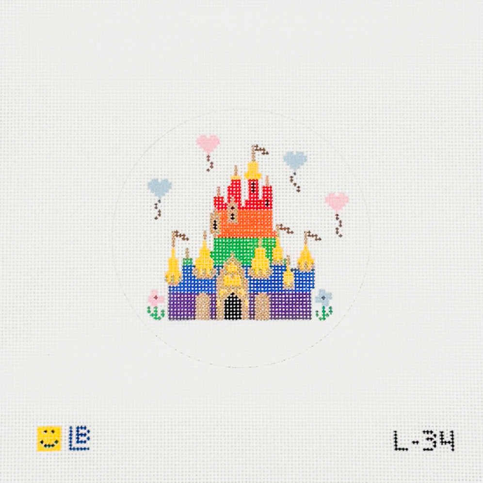 Rainbow Castle with Heart Balloons