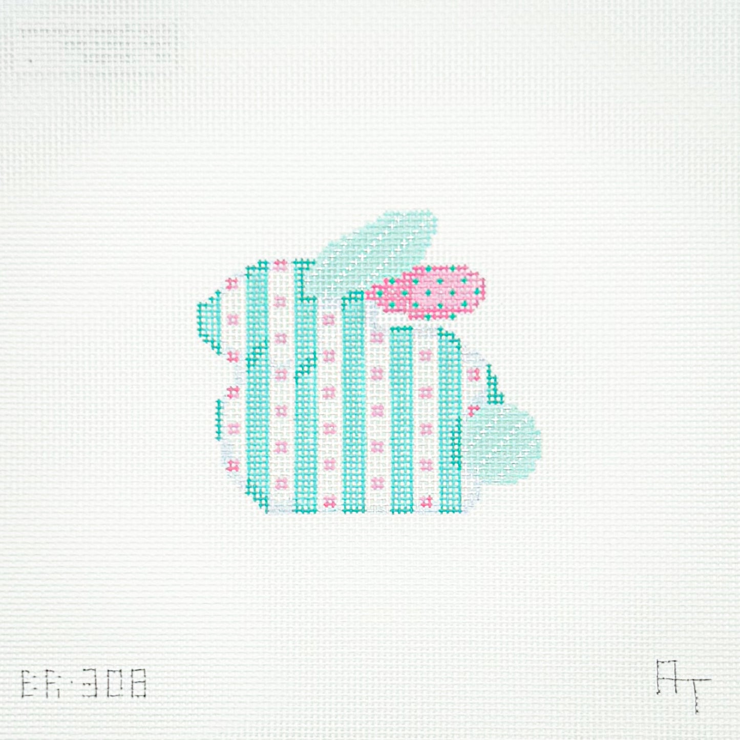 Aqua Stripe and Dots Bunny