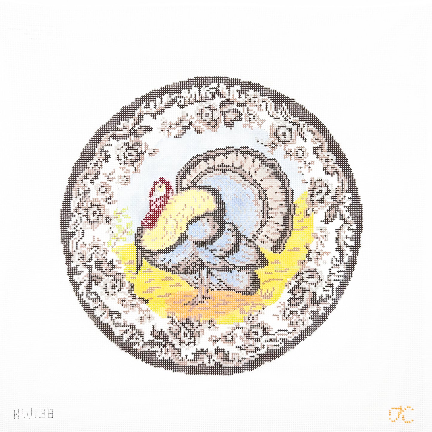 Transferware Turkey Pillow