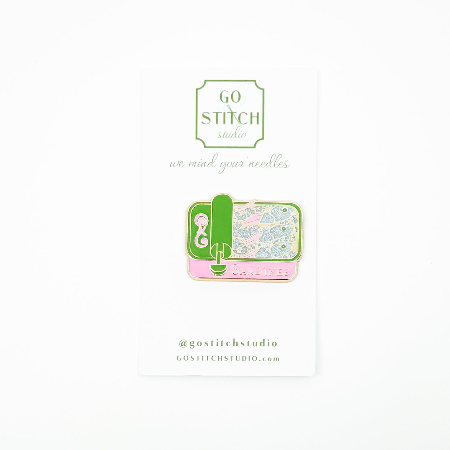 Pink Sardine Tin Needle Minder