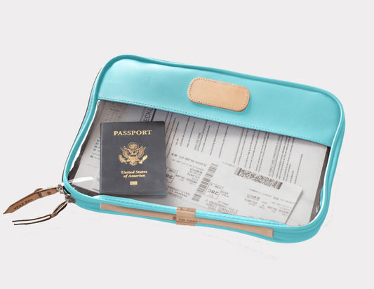 Jon Hart Clear Folio in Ocean Blue Coated Canvas - CUSTOMIZABLE