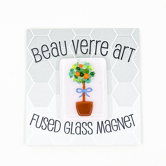 *Novella Exclusive* Topiary with Oranges on Pink Glass Needle Minder