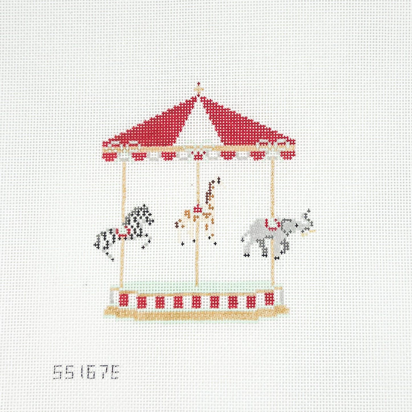 Red Carousel with Zoo Animals