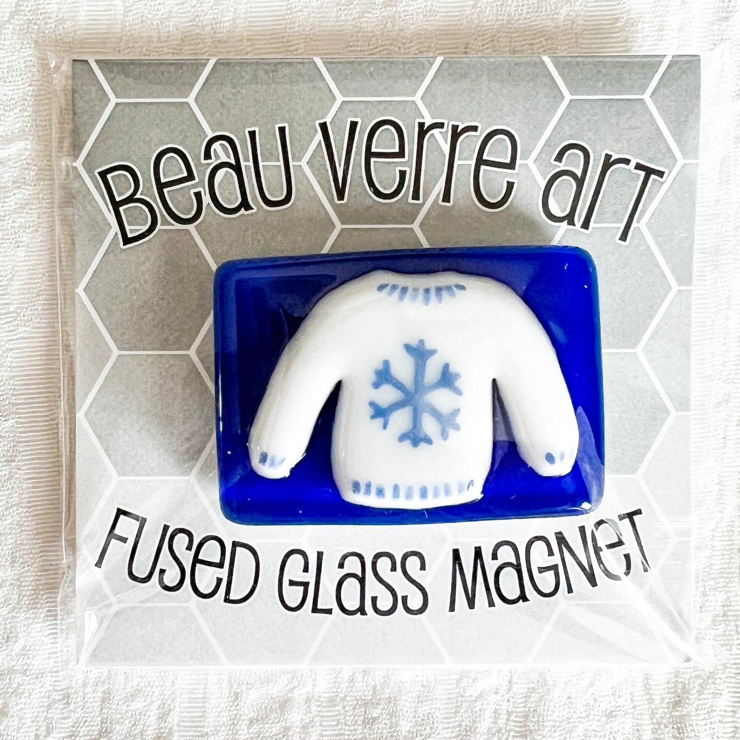 Snowflake Sweater Fused Glass Needle Minder