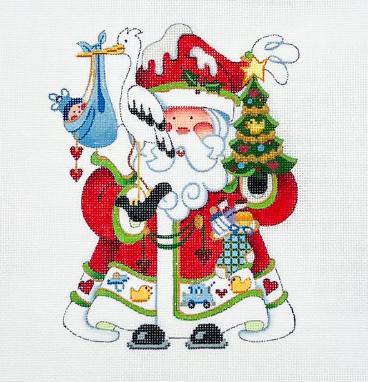 Squatty Santa with Baby Boy + Stork