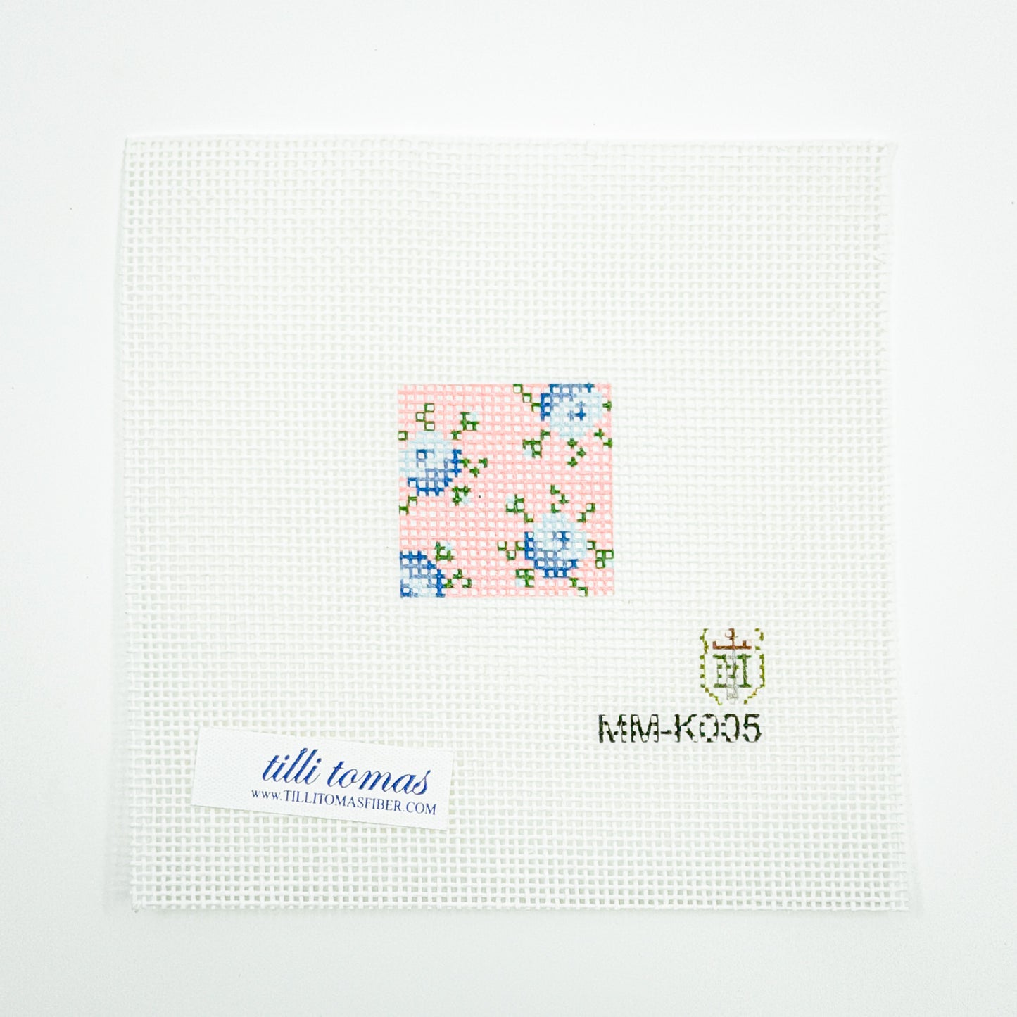 Blue Floral with Pink Background Key Fob Insert