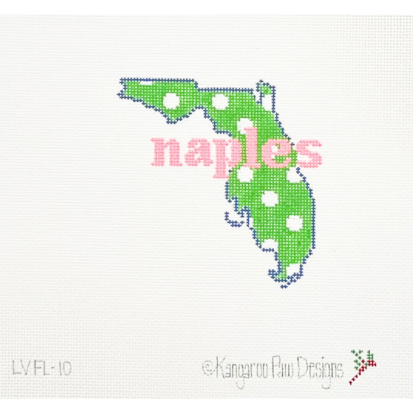 Green + White Dots “Naples” Florida Shape
