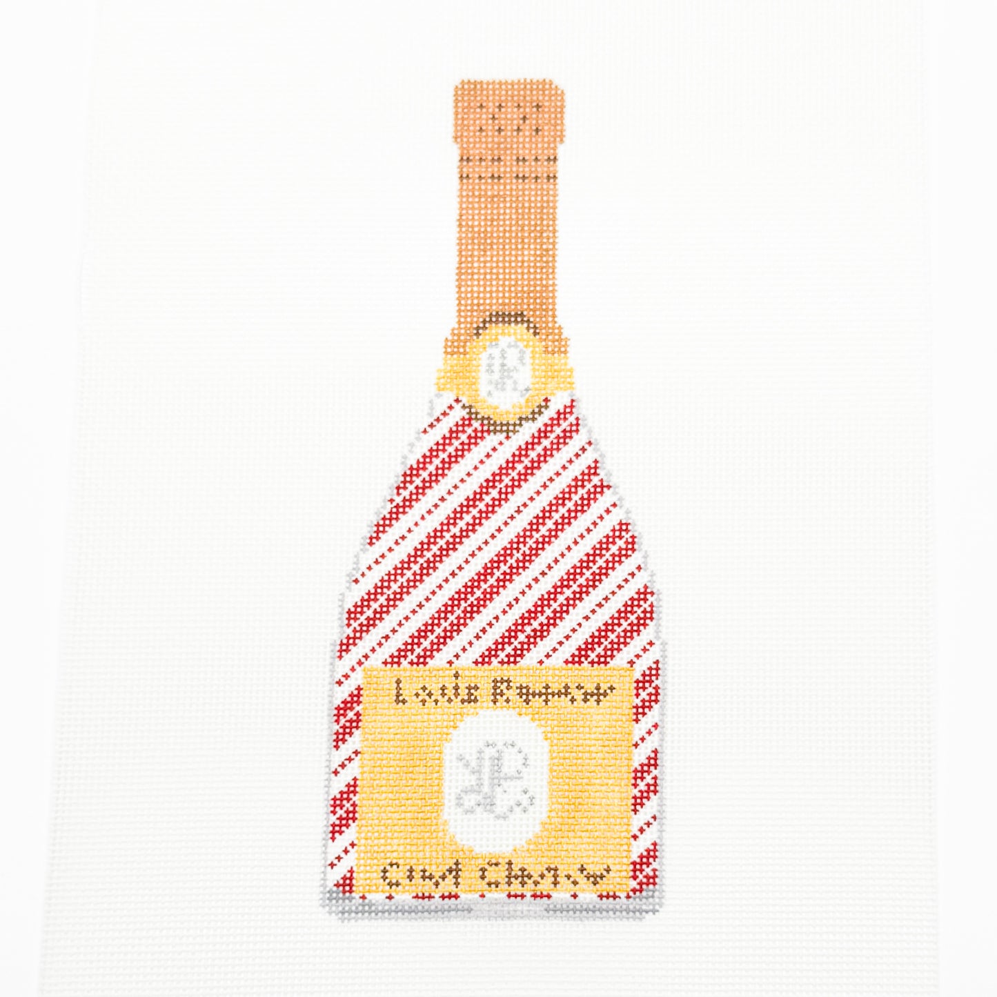 Champagne Bottle with Candy Cane Stripes