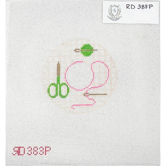 Needlepoint Monogram Round Pink