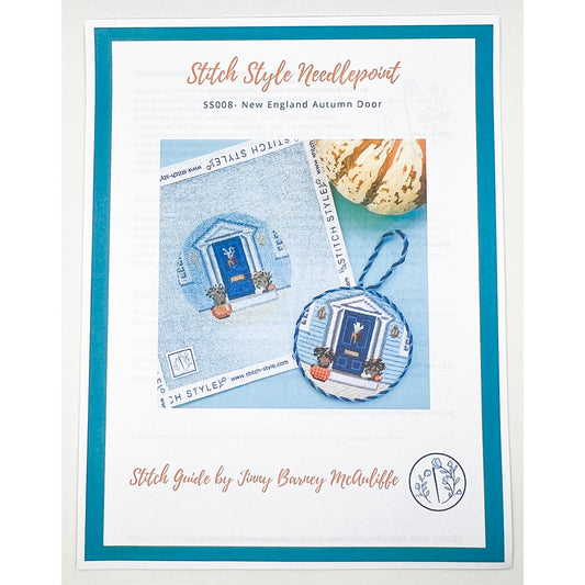 New England Autumn Door (canvas + stitch guide)