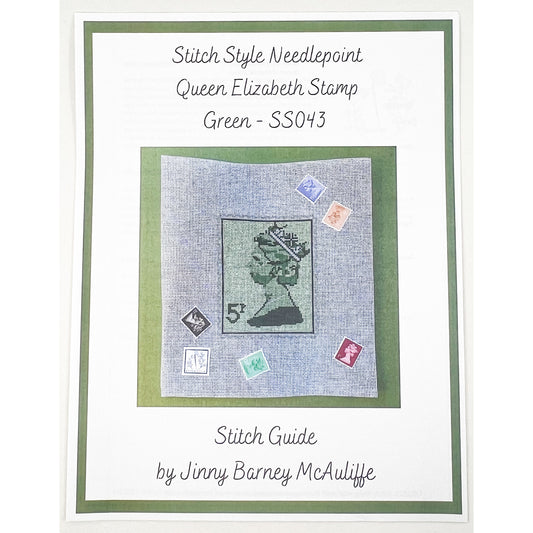 Queen Elizabeth Stamp Green (canvas + stitch guide)