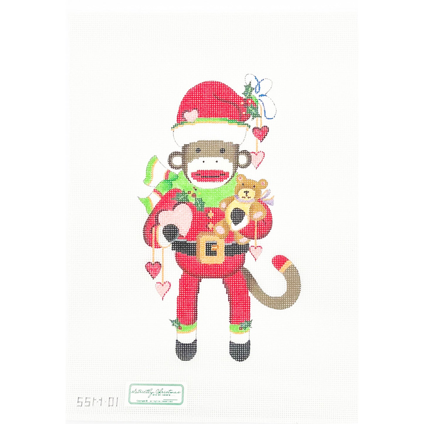 Super Size Holiday Sock Monkey with Teddy Bear and Heart