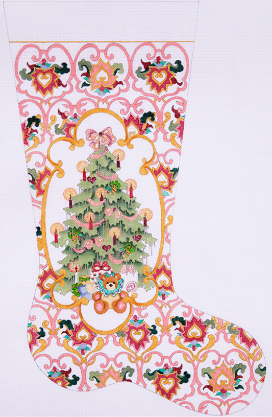 Christmas Tree with Pink Cartuche Design Full Size Stocking