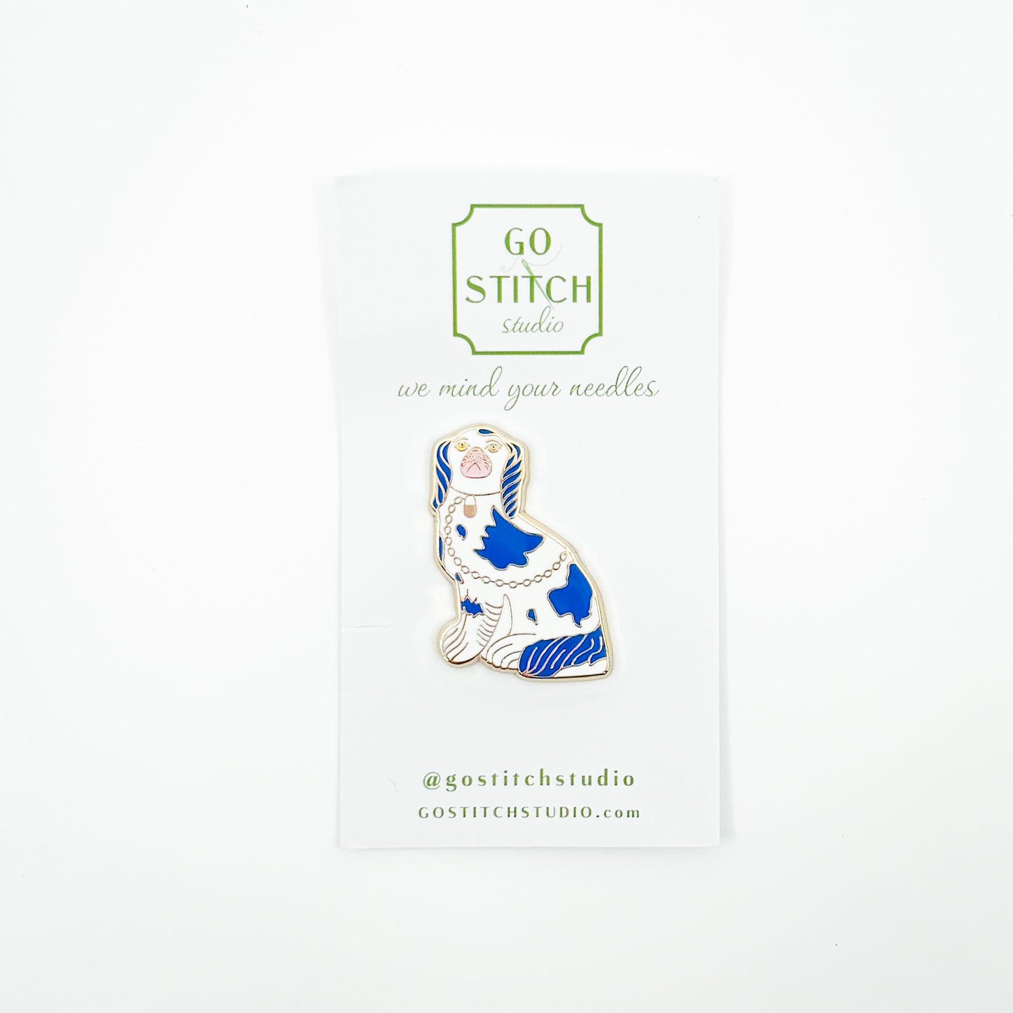 Blue Staffordshire Dog Needle Minder